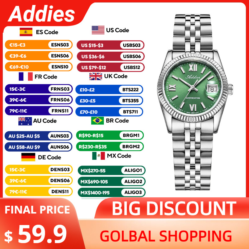 Stainless Bracelet Diver - Addies 여성용 고품질 럭셔리 시계 사파이어