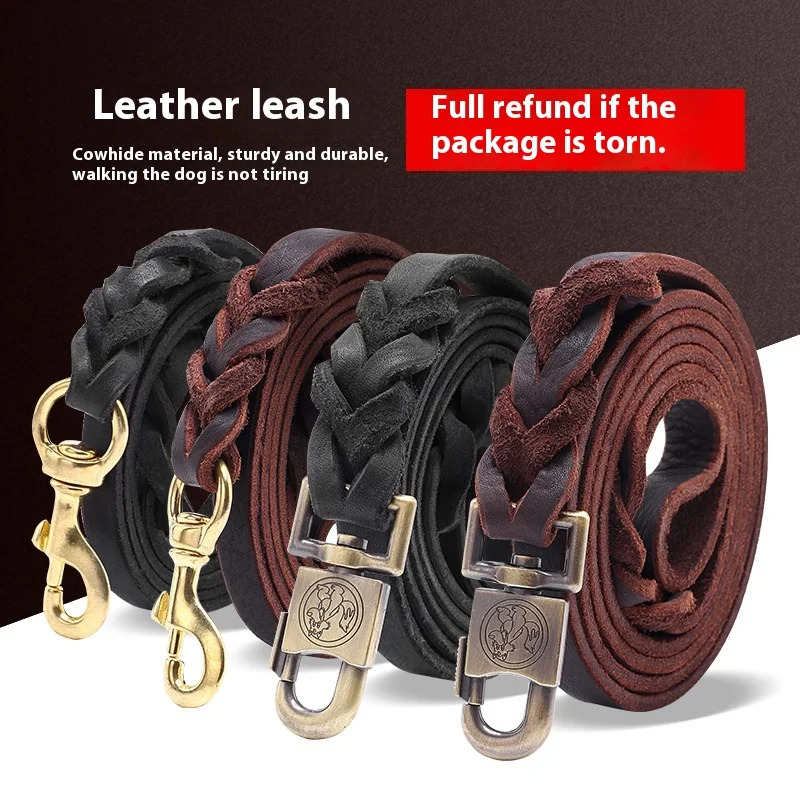 Leather Strap Quick Release - 진짜 가죽 개 목줄 - 최고급
