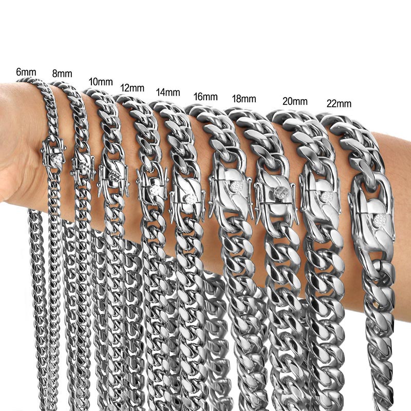 316L 스테인리스 스틸 마이애미 커브 쿠바 체인 링크 - Butterfly Clasp Deployant 리뷰 및 가격
