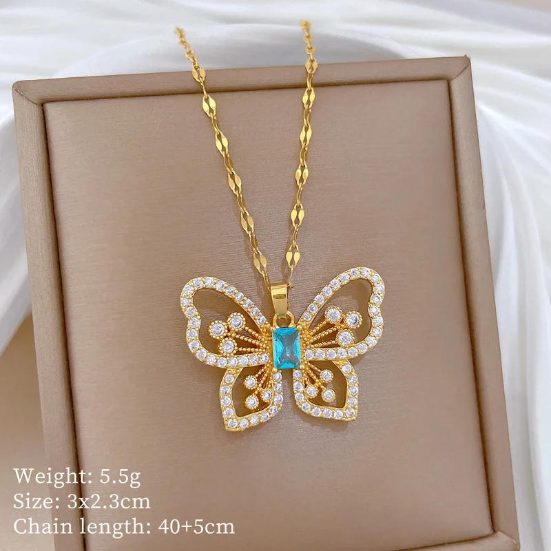 세련된 고급 나비 시리즈 구리 펜던트 목걸이 여성용 액 - Butterfly Clasp Deployant 리뷰 및 가격