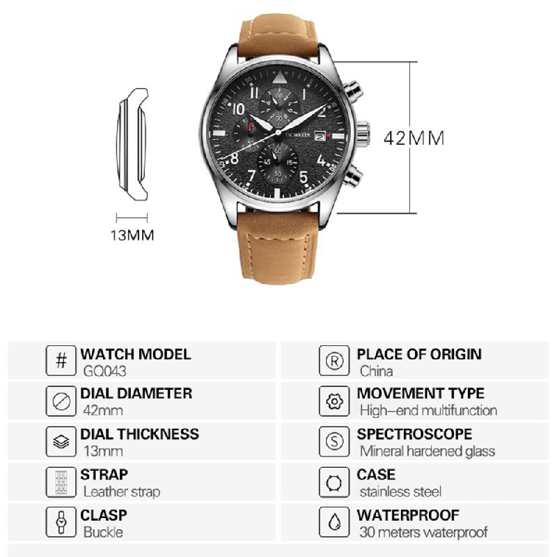 OCHSTIN 오리지널 남성용 크로노그래프 시계 스톱워 - Leather Watch Band Men 리뷰 및 가격